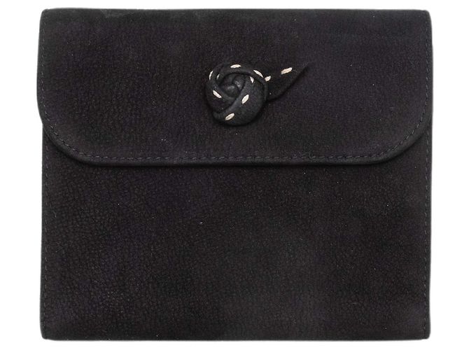 Black Prada Suede Folding Wallet