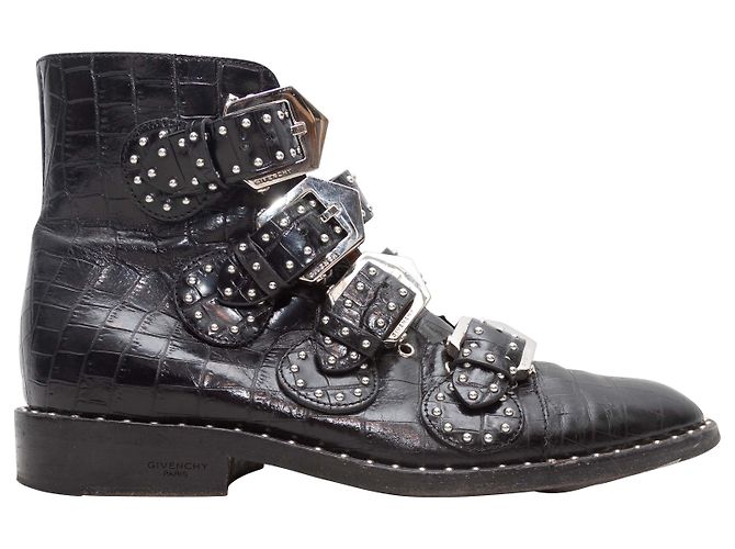 Botines negros Givenchy con hebilla de efecto cocodrilo Size 36