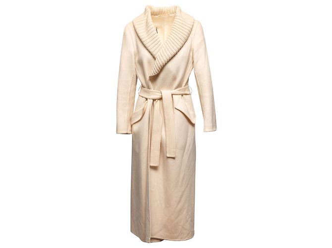 Cream Jil Sander Long Cashmere Coat Size IT 38 White