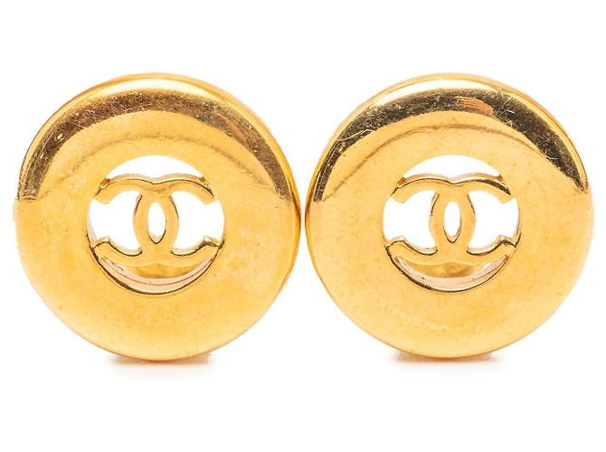 Chanel CC runde Clip-Ohrringe vergoldet Golden