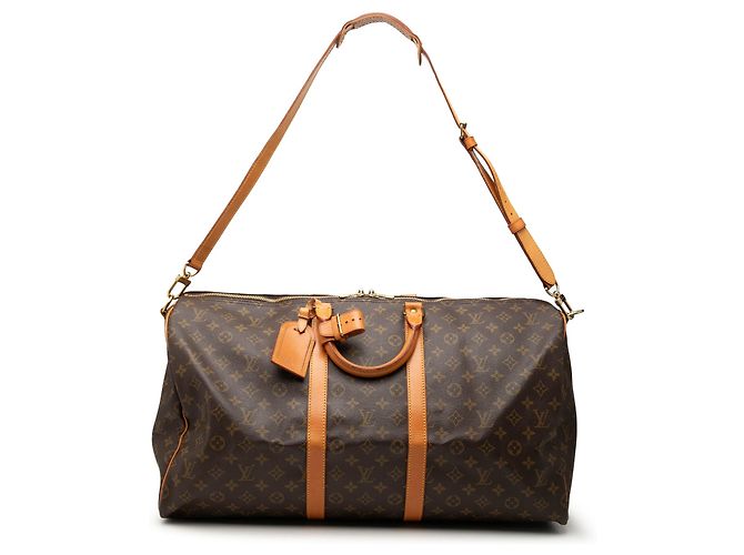 Borsa da viaggio marrone Louis Vuitton Monogram Keepall Bandouliere 55