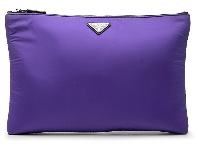 Clutch acolchoada com fecho de correr Tessuto da Prada roxa Roxo