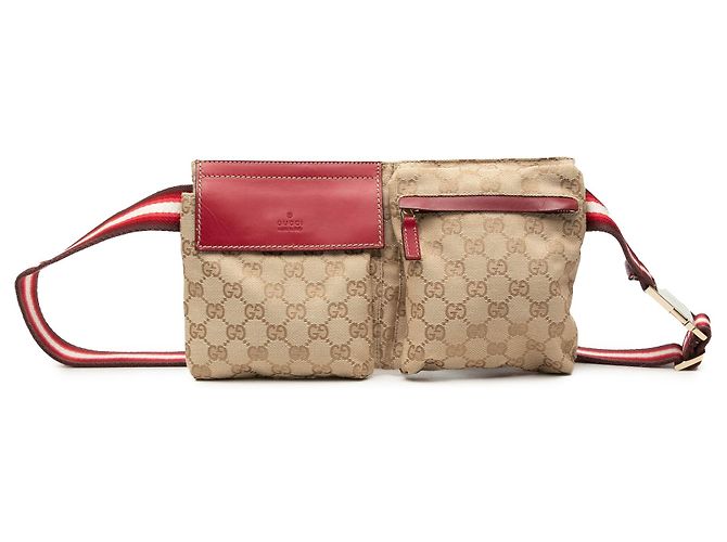 Riñonera Gucci GG Canvas Web beige