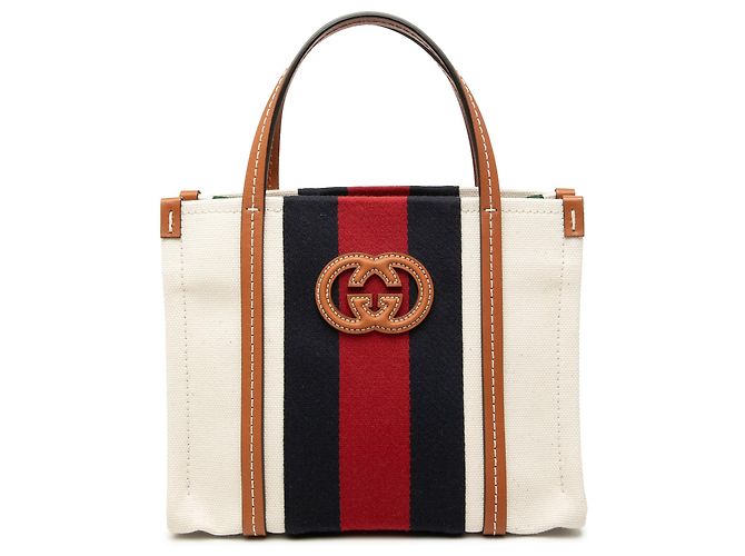 Bolsa Tote Gucci Mini Canvas Interlocking G Web bege