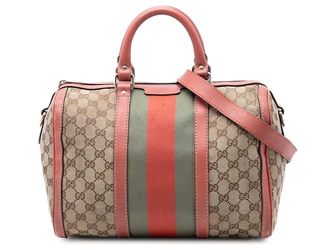 Borsa Boston e borsa a mano Gucci Medium GG Canvas Web Joy beige