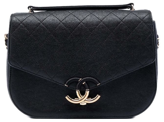 Borsa a tracolla Chanel Paris Cuba Medium Quilted Caviar Thread Around Flap nera Nero
