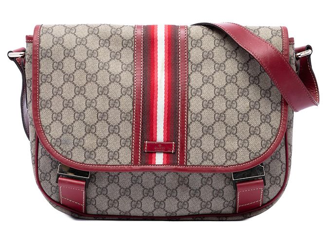 Borsa a tracolla Gucci GG Supreme Web beige