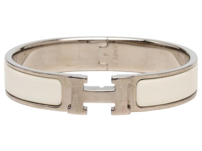 Hermès Clic H Armband schmal Email Weiß PM