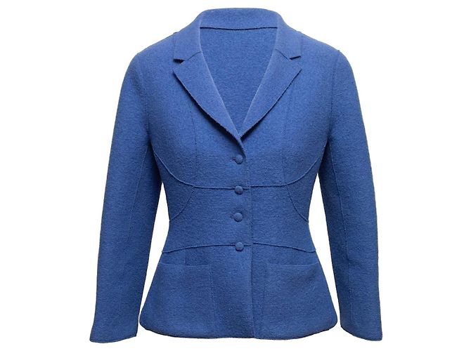 Vintage Blue Chanel Wool Blazer Size FR 40