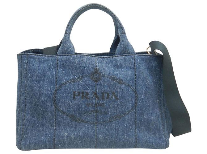 Borsa Prada in denim Canapa blu con logo