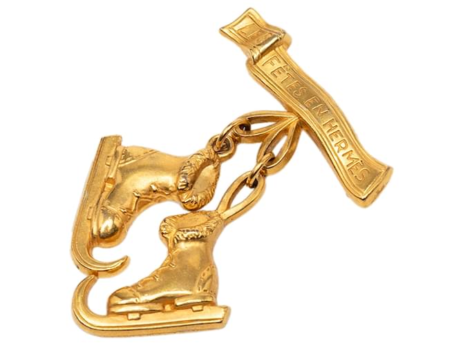 Gold Hermès Gold Plated Les Fetes en Hermes Pin Brooch Golden 