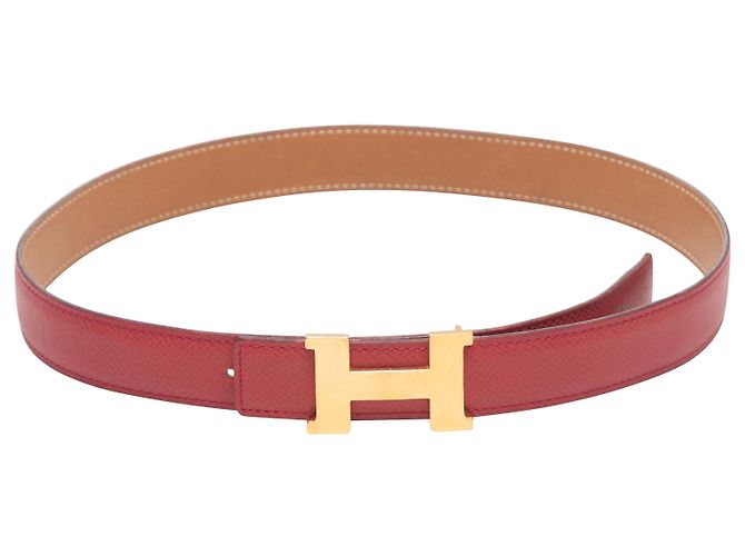 Hermès Roter Hermes Ledergürtel mit Logo Größe US S