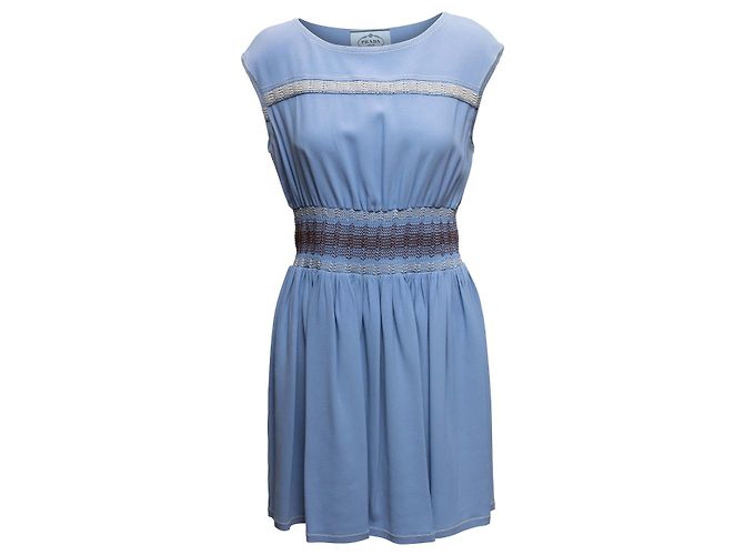 Vestido mini sin mangas azul Prada Talla IT 46