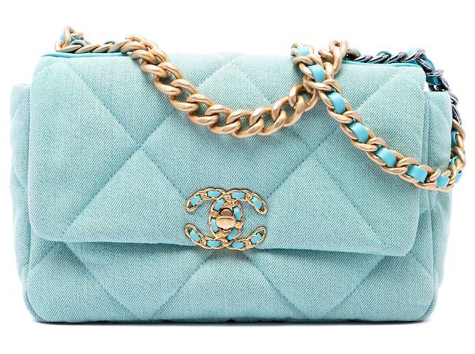 Bolso Chanel 19 de denim azul, tamaño Medium