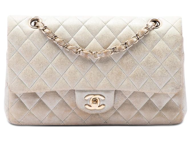 Borsa a Spalla Chanel Medium Classic Iridescent Lambskin Double Flap Oro D'oro