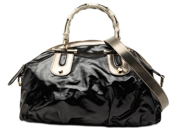 Borsa Gucci Coated Canvas Bamboo Dialux Pop nera Nero