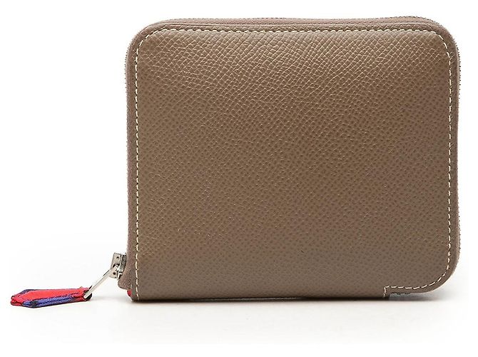 Brown Hermès Epsom Azap Silk in Compact Wallet Small Wallets