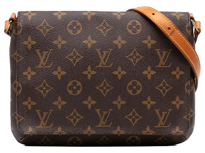 Bolso de hombro marrón Louis Vuitton Monogram Musette Tango Short Strap Castaño