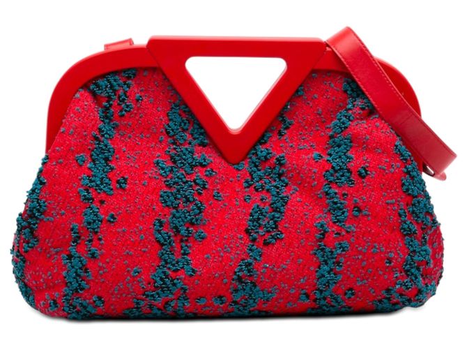 Bolso Bottega Veneta Medium Boucle Tweed The Point Triangle Rojo