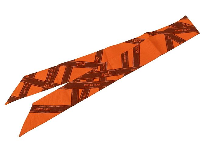 Sciarpa in seta Hermès Bolduc Twilly Arancione