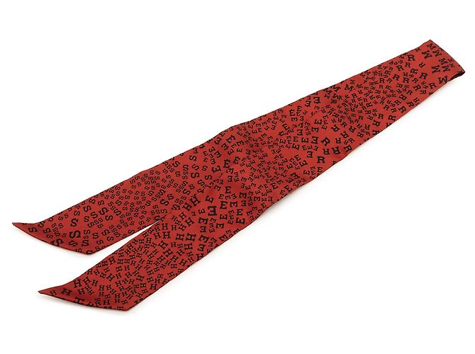Sciarpa in seta Twilly Hermès rossa con lettere sparse Rosso 