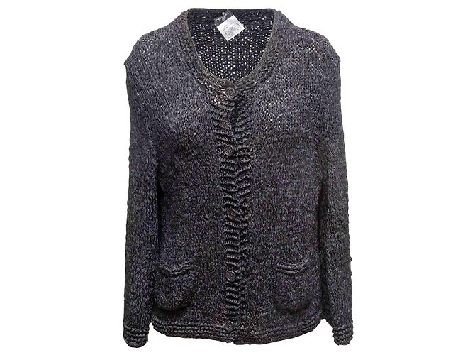 Black Chanel Fall/Winter 2008 Knit Silk Jacket Size FR 46