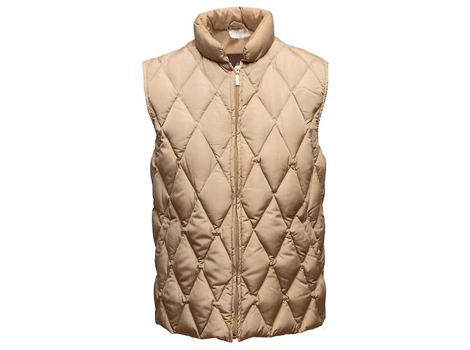 Colete Puffer de Plumas Acolchoado Moncler Tan Tamanho Designer 3 Camelo