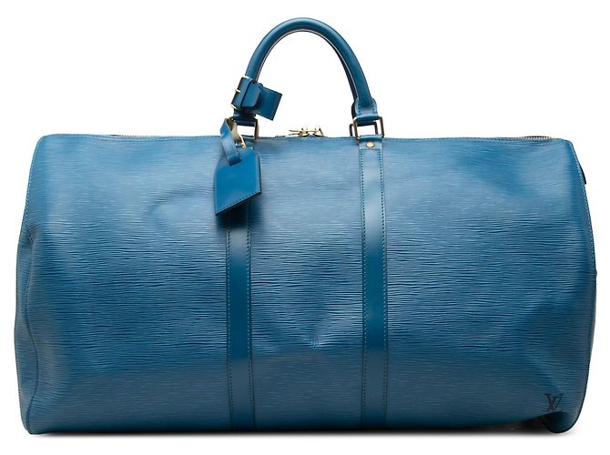 Borsa da viaggio Blue Louis Vuitton Epi Keepall 55