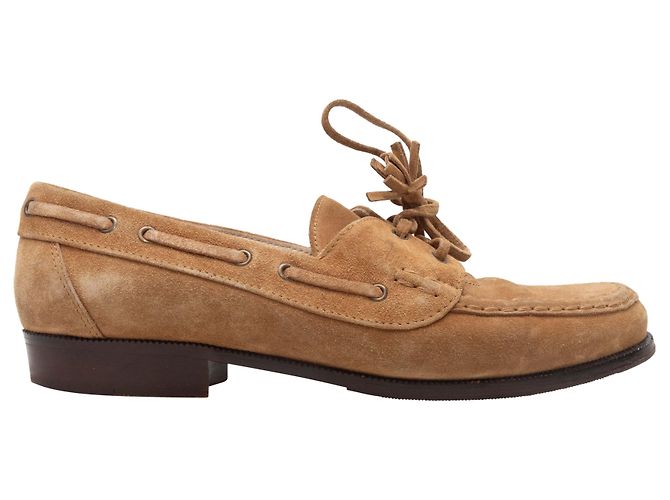 Mocassins bateau en daim Chanel couleur tan Taille 38