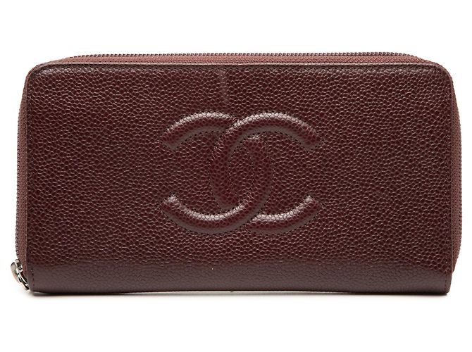 Cartera Chanel CC Caviar Zip Around roja