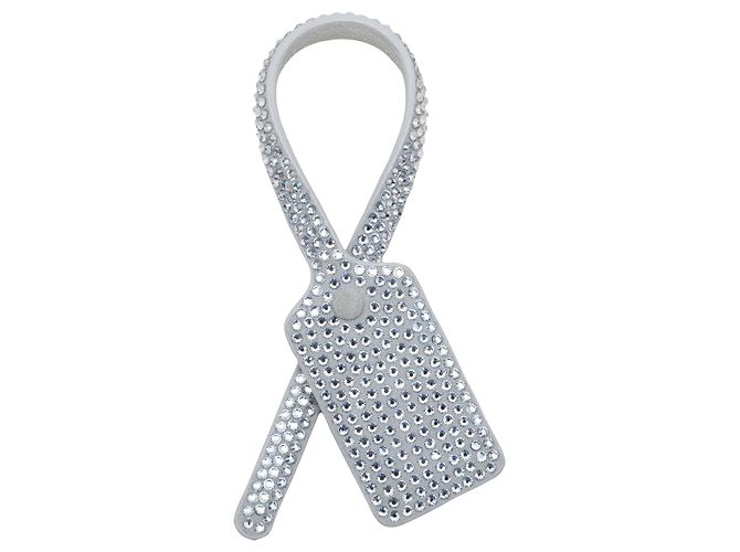 Off White Silver Off-White Crystal-Embellished Zip Tie Luggage Tag Silvery