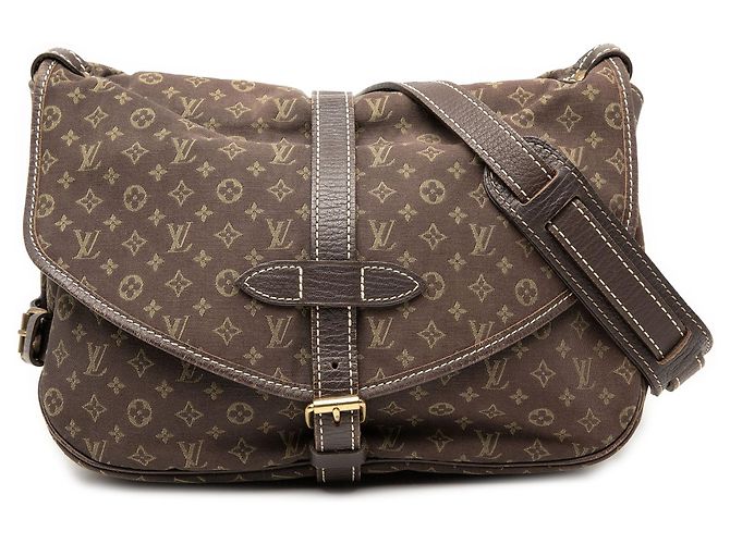Sac bandoulière Louis Vuitton Monogram Mini Lin Saumur 30 marron
