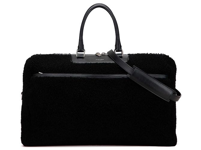 Sac de voyage en shearling noir Saint Laurent