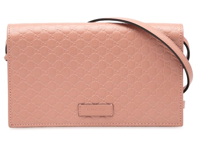 Bolsa transversal Microguccissima rosa com alça da Gucci