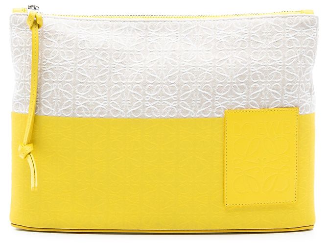 Clutch oblonga in jacquard Repeat Anagram e pelle gialla LOEWE Giallo