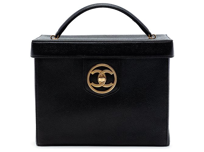 Borsa vanity Chanel CC Caviar Turnlock nera Nero