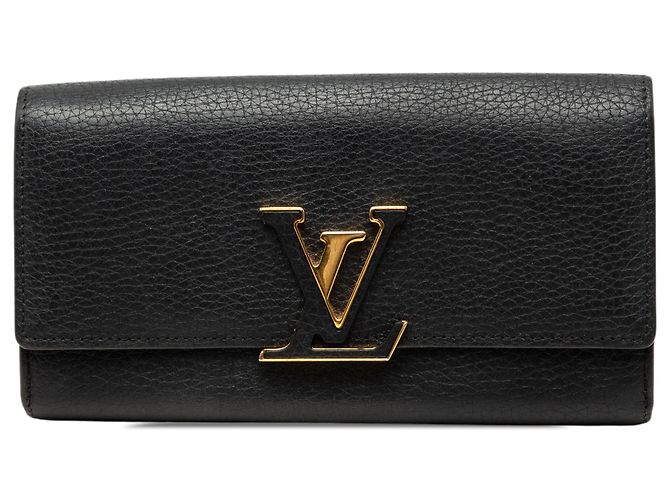 Cartera larga Louis Vuitton Taurillon Capucines negra Negro