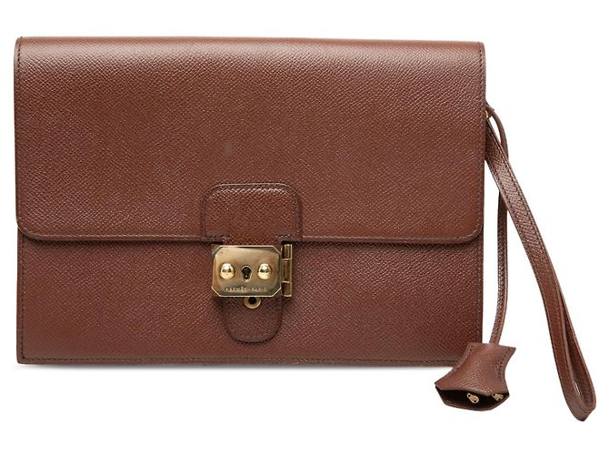 Hermès Courchevel Jet Pochette Clutch Braun