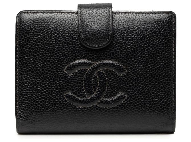 Black Chanel CC Caviar Bifold Wallet Small Wallets