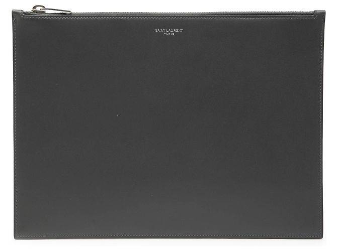 Clutch in pelle nera con zip Saint Laurent Nero