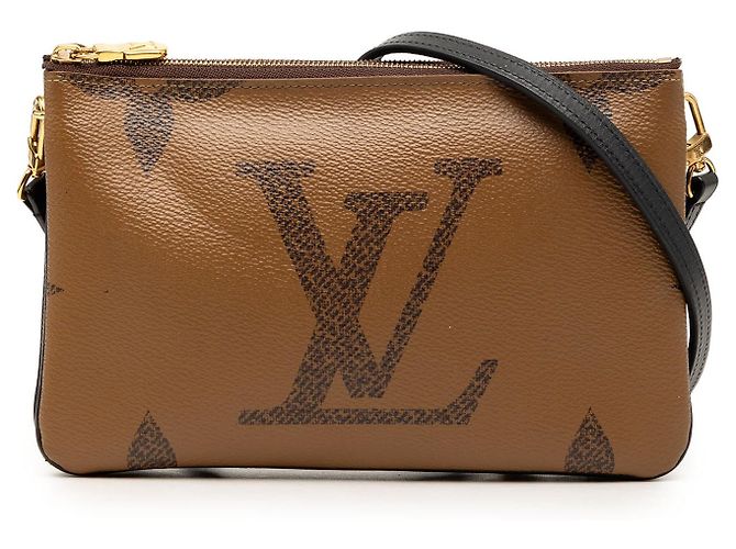 Borsa a tracolla Louis Vuitton Monogram Giant Reverse Double Zip marrone