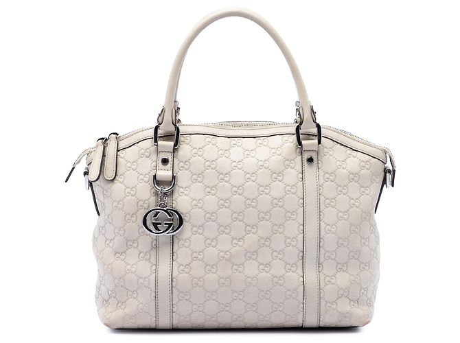 Gucci Medium Guccissima GG Charm Dome Satchel in Weiß