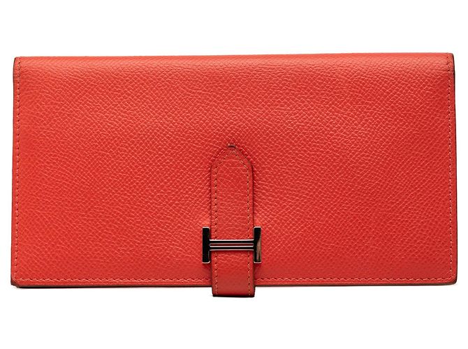 Cartera larga Bearn en piel Epsom roja Hermès