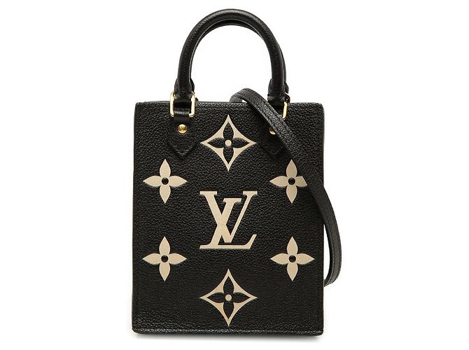 Kleiner flacher Louis Vuitton Bicolor Monogram Empreinte Satchel in Schwarz