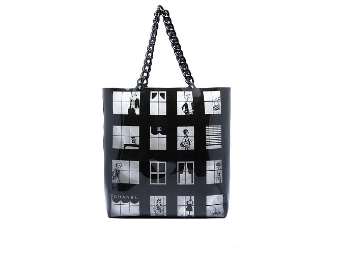 Black Chanel Vinyl Coco Window Tote