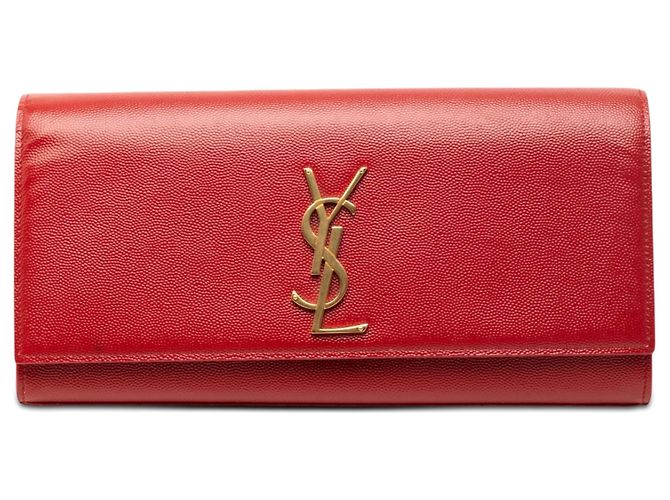 Rote Saint Laurent Grain de Poudre Monogram Cassandre Clutch