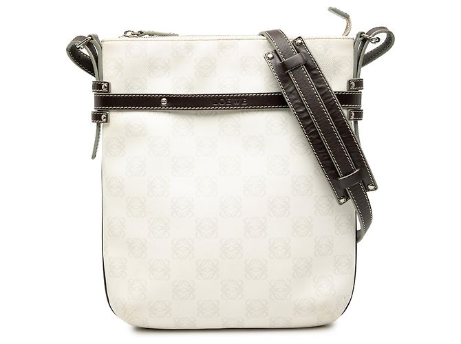 White LOEWE Anagram Coated Canvas Crossbody