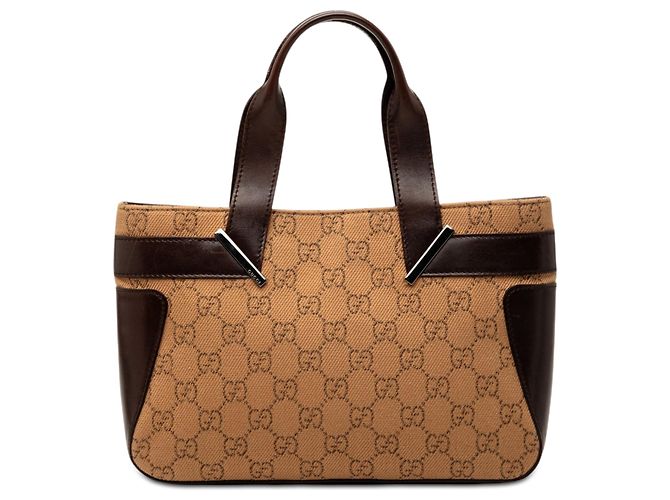 Bolsa de mão Gucci GG em denim marrom