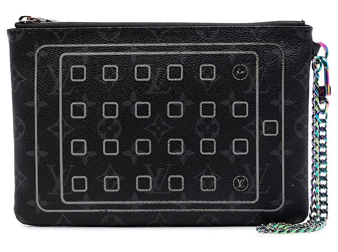 Clutch iPad Louis Vuitton Monogram Eclipse Flash Fragment nera Nero