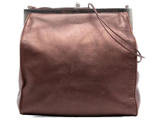 Borsa a tracolla Prada Metallic Nappa con struttura marrone